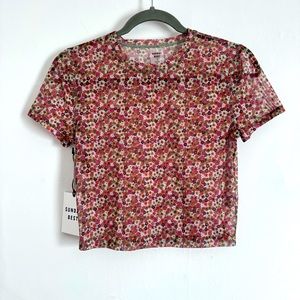 Sunday Best Floral Mesh Sheer Crop T-Shirt